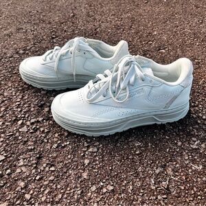 Reebok Light Blue Leather Sneakers with thick sole